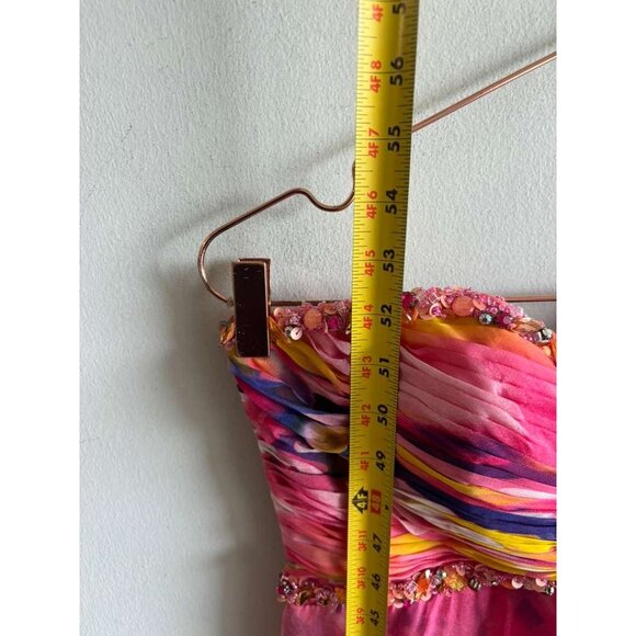 La Femme Womens Rhinestones Embellishments Floral Print Prom Dress Pink Size 4 - Picture 4 of 12